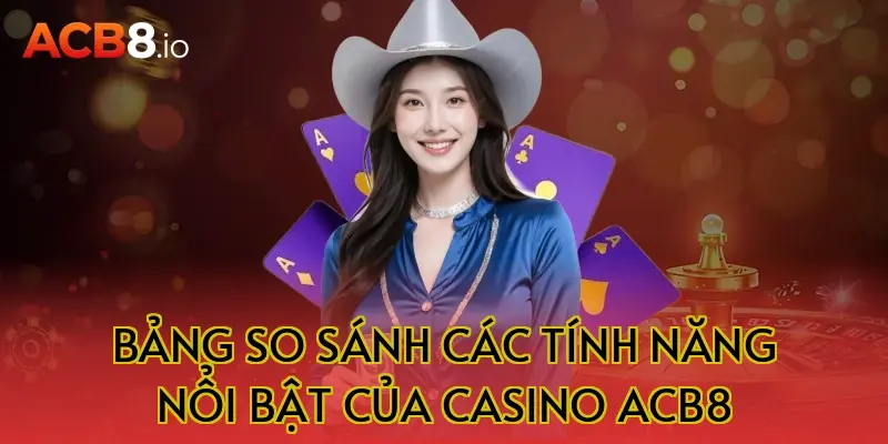 Bảng so sánh các tính năng nổi bật của casino ACB8